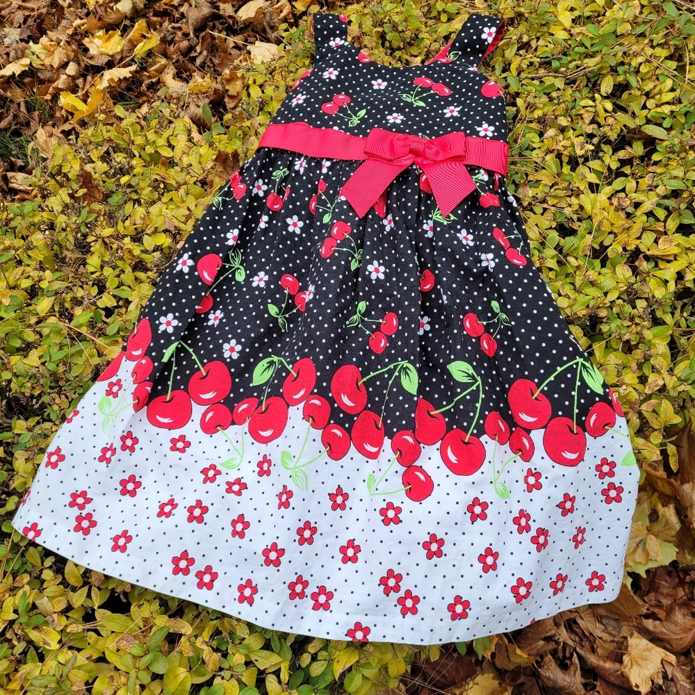 SOLD Girls Bonnie Jean floral cherry print dress 7